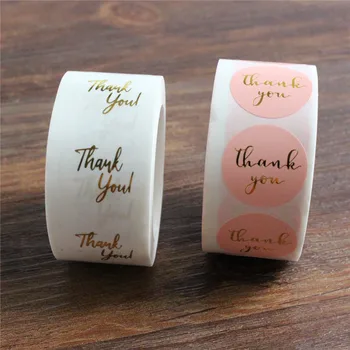 

Thank you stickers gold foil dot sticker scrapbook candy box seals 500pcs per roll