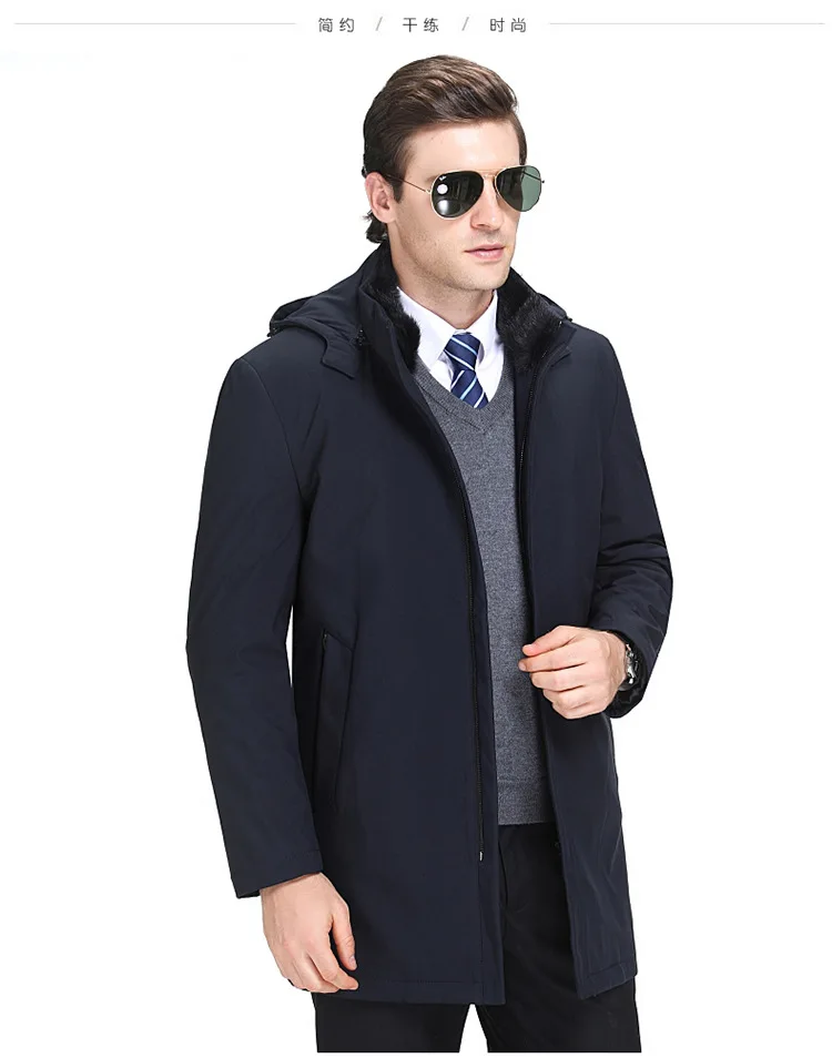 Brand MEN'S down Jacket Shoppe New Style Winter Coat Middle-aged Loose-Fit Daddy Clothes Mink Fur Collar Warm Men'S Wear