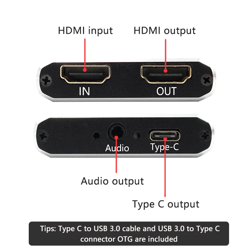  USB 3.0 Video Capture HDMI to USB 3.0 Type-C 1080P HD Video Capture Card for TV PC PS4 Game Live St