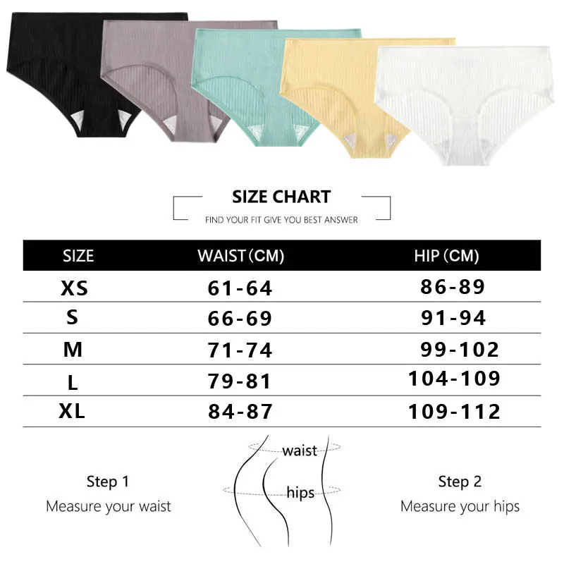 CINOON 5PCS/Set Women's Panties Cotton Underwear Seamless Plus Size Briefs  Low-Rise Soft Panty Women Underpants Female Lingerie