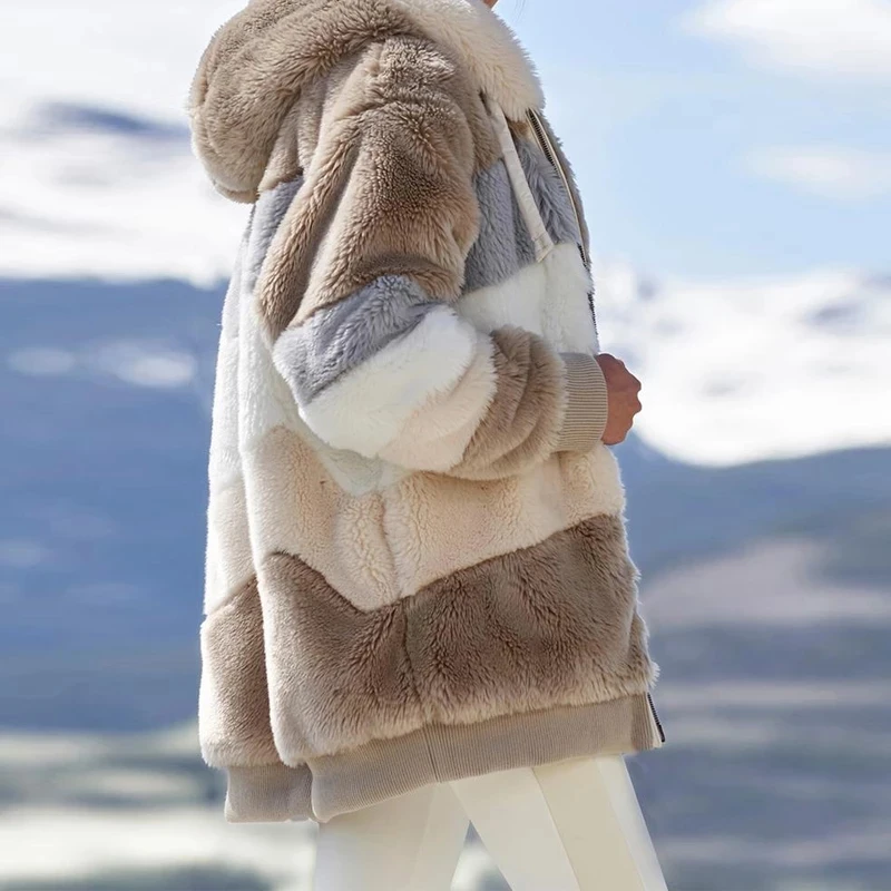 2020 зимние пальто для женщин модные ботинки из плюша в стиле пэчворк с капюшоном