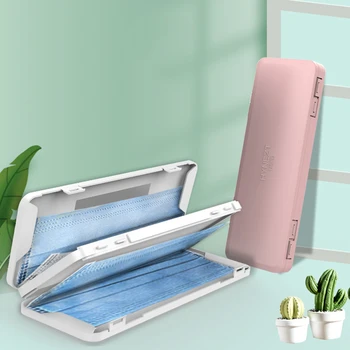 

Mask Storage Box Holder Portable Dust-proof Moisture-proof Mask Container Organizer Holder Sanitary Bill Storage Box With Mirror