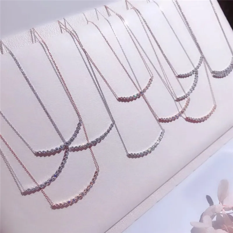 18 K золотое бриллиантовое ожерелье 0.5CT стиль улыбки для женщин