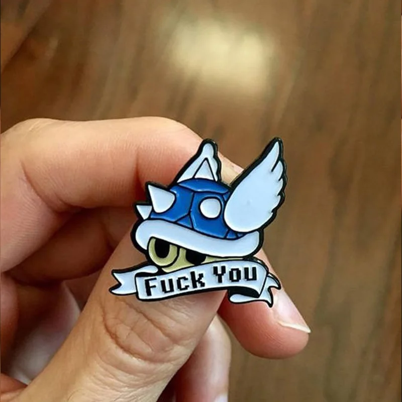 

Blue Shell Mario Kart Enamel Pin Mario Game Jewelry Funny Cartoon Cute Pins Denim Button Pin