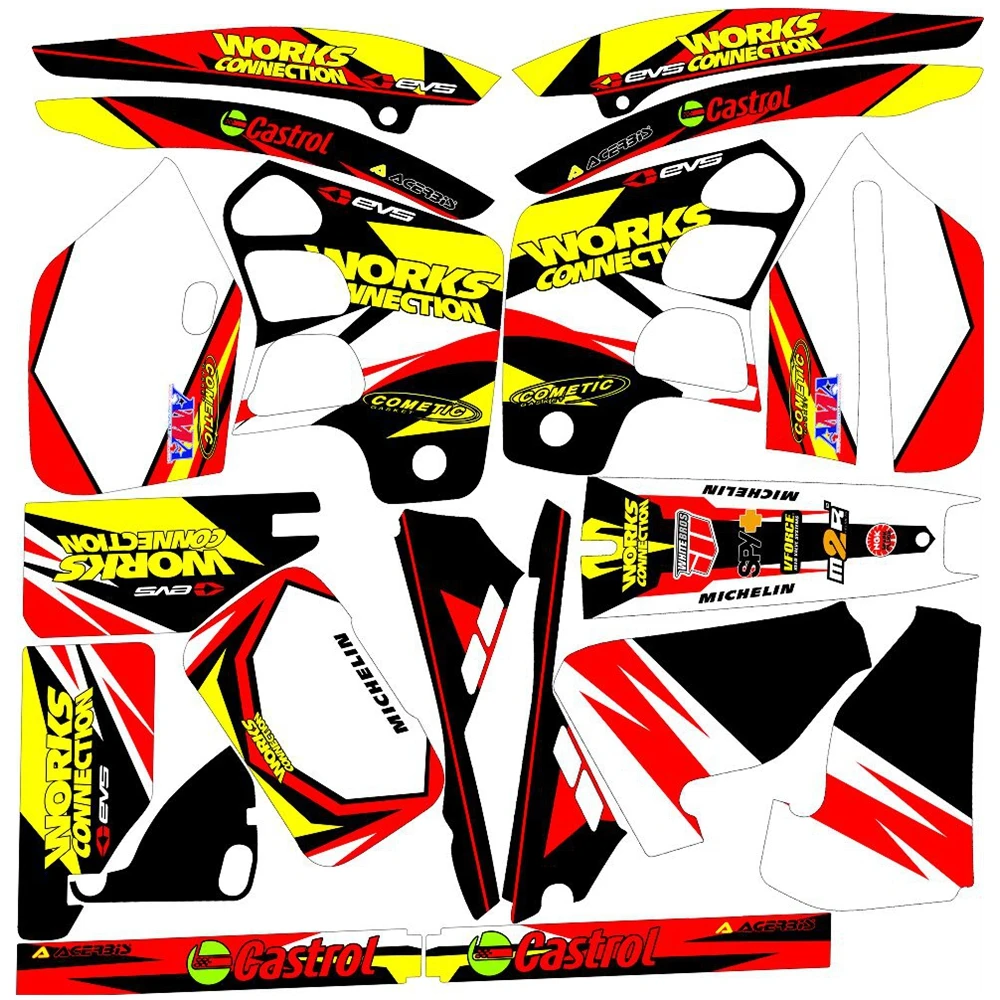 

New Full Graphics Decals Stickers Custom Number Name 3M Bright Stickers For HONDA CRM250R 1989 1990 1991 1992 1993