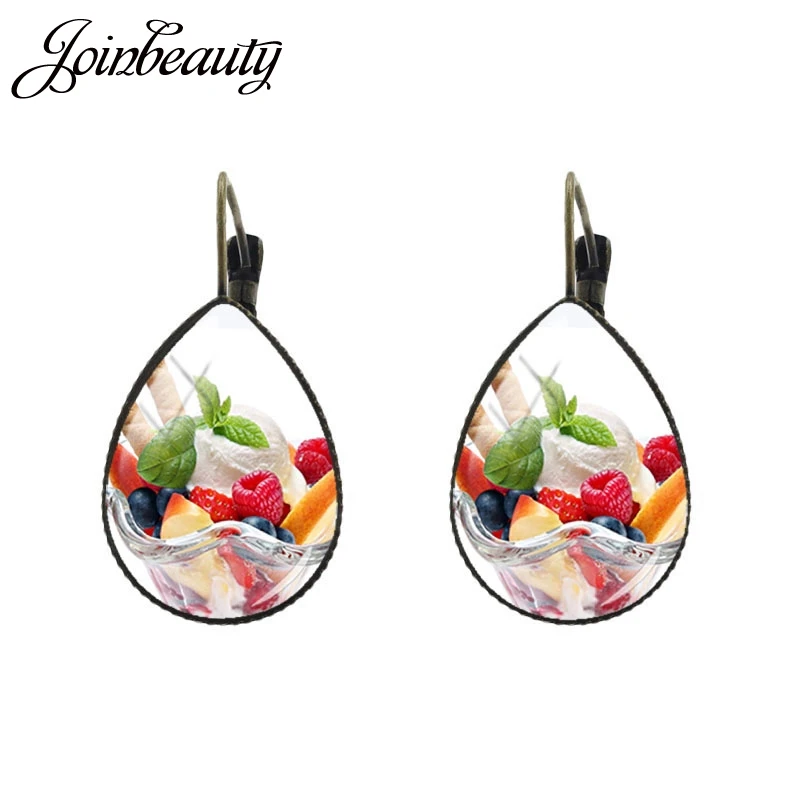 FD47 JOINBEAUTY вишня вкусные серьги с пищевыми продуктами шоколадное мороженое фото слеза клип серьги аксессуары ювелирные изделия Винтаж FD30 - Окраска металла: FD47