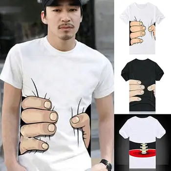 

Creative 3D Big Hand Bone Print Short Sleeve T-shirt Tee Summer Fashion Top
