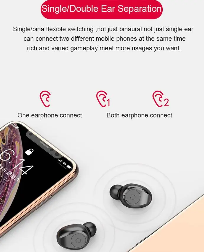BEESCLOVER наушники Bluetooth 5,0, беспроводные наушники с шумоподавлением, стерео наушники с микрофоном