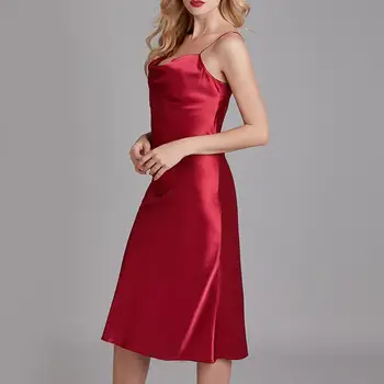 

Sexy Long Sleep Dress Satin Rayon Sleepwear Solid Nightie Nightgown Women Nightdress Intemate Lingerie Women Nightwear Bath Gown