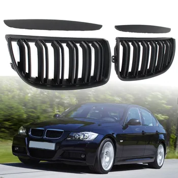 

Car Front Gloss Matt Carbon Color Black 2 Line Double Slat Kidney Grille Grill For BMW E90 2004 2005 2006 2007 2008 Replacement