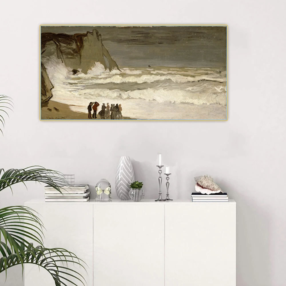 Цитон Клода монета Rough грубое море на Etretat Canvas Холст Картина маслом