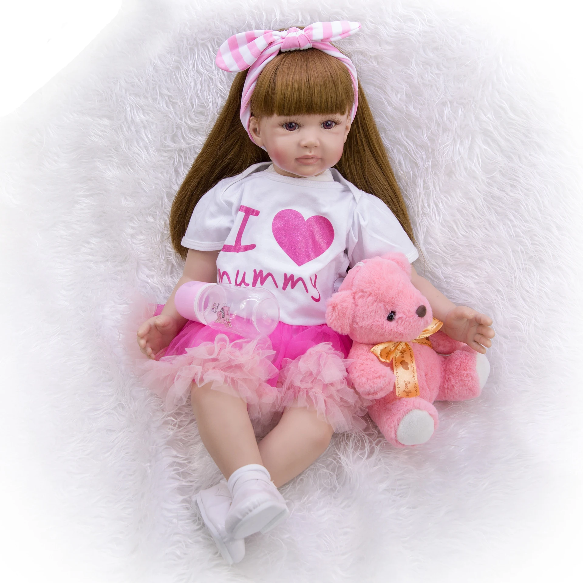 Мода DOLLMAI Bebe Кукла Новорожденный 3/4 силиконовые младенцы 58 см очень красивая девочка для рождественские подарки для детей Реалистичная игрушка моделирования