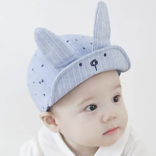 Новая Корейская льняная весенне-летняя детская шапочка с кроличьим ушам шляпа из ткани оптовая продажа