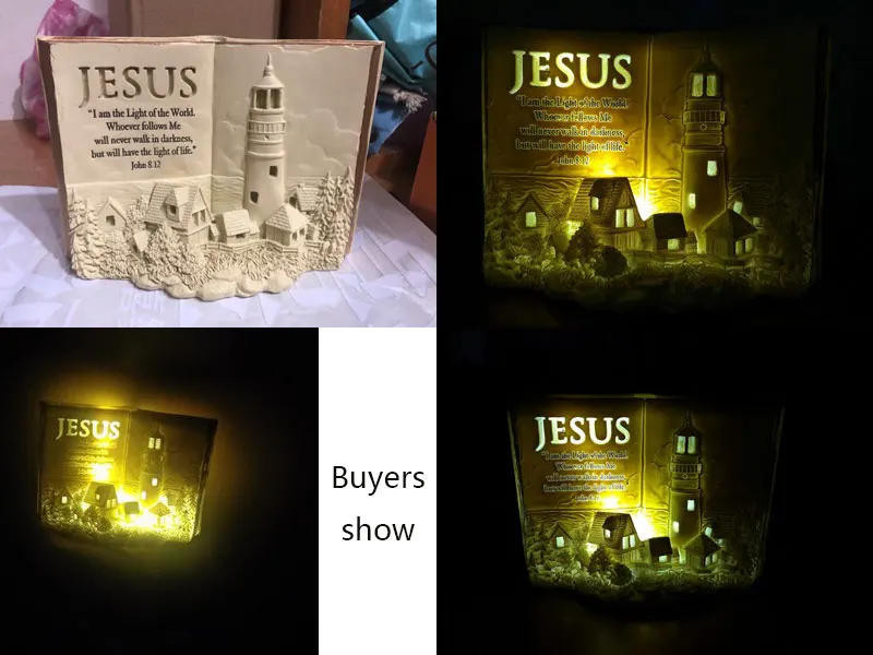 

Led Light Book Christ Statue Christmas Nativity Scene Holy Christian Home Ornament Jesus Figurine Crafts 2020 New Year Gifts