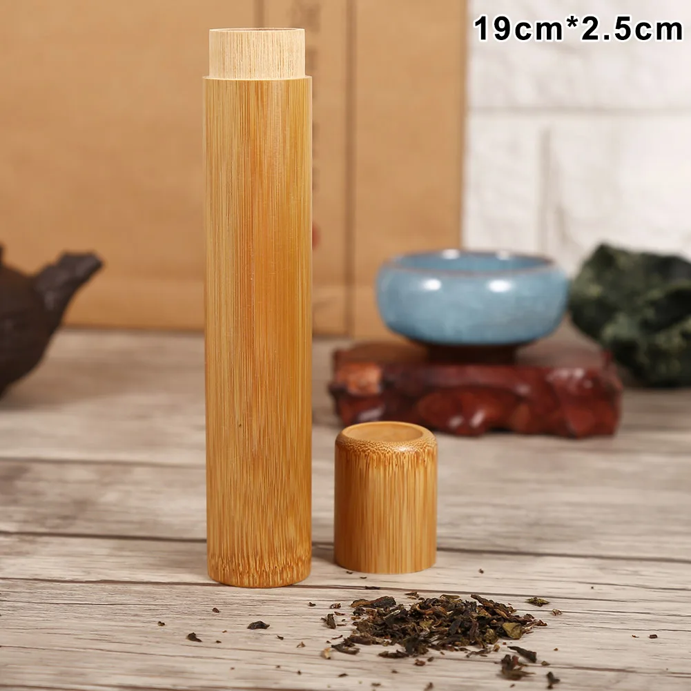 1 Pcs Bamboo Tube Tea Box Airtight Small Container Spices Storage Jar with Lid OCT998 - Цвет: 19x2.5cm