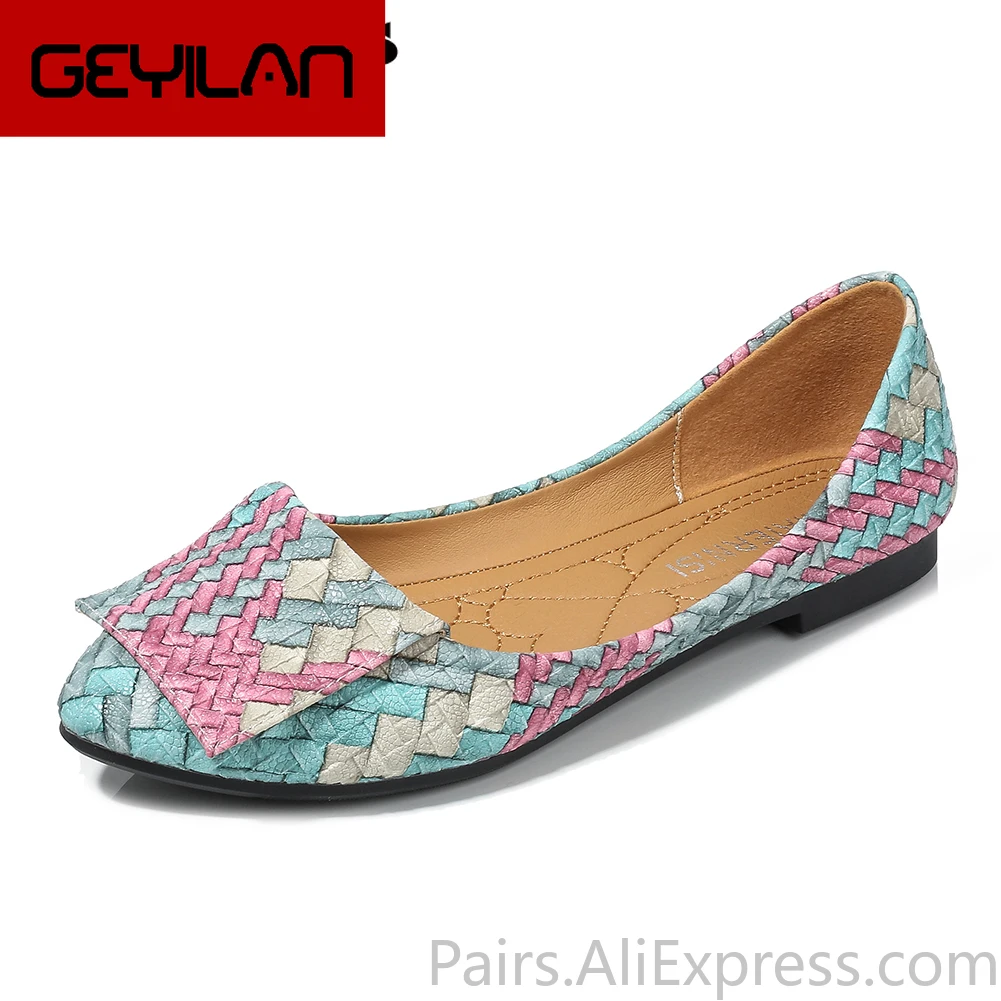 

Spring Summer Moccasins Slip on Shoes Women Faux Leather Ballet Flat Shoes Mix Color Plaid Loafers Female Footwear Plus Size 46