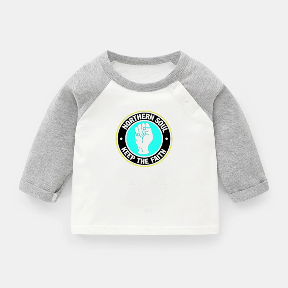 

NORTHERN SOUL KEEP THE FAITH Design Newborn Baby T-shirts Toddler Raglan Color Long Sleeve Tee Tops