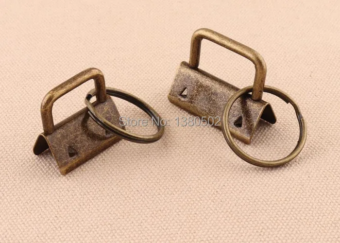 20pcs /lot 25/32mm Key Fob Hardware bronze color with key ring split ring For wristlets with fabric ribbon webbing