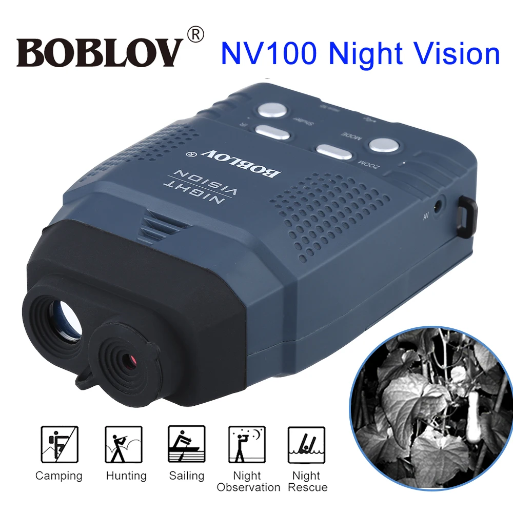 BOBLOV Digital NV100 Night Vision Device Scope Monocular IR Telescope Video DVR LCD-Screen+4GB TF Card 2x Wildlife Night Hunting