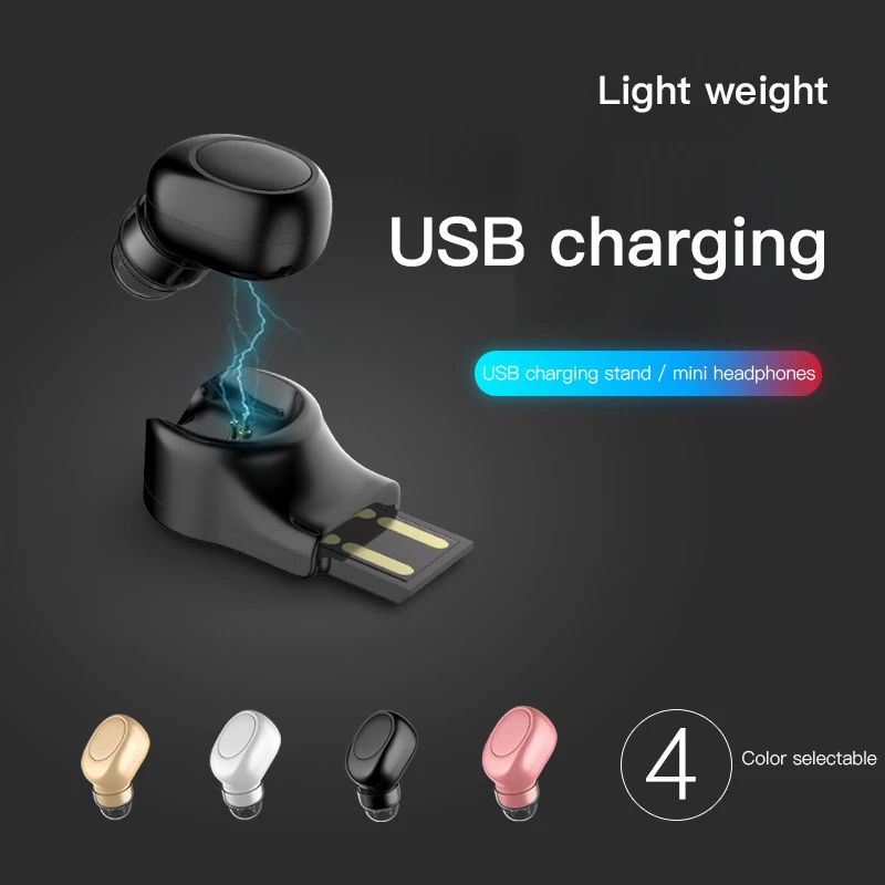 

Mini Bluetooth Earphone Wireless In-Ear Hidden Auriculares Earbuds Handsfree Headset Stereo With Mic For All Smart Phone
