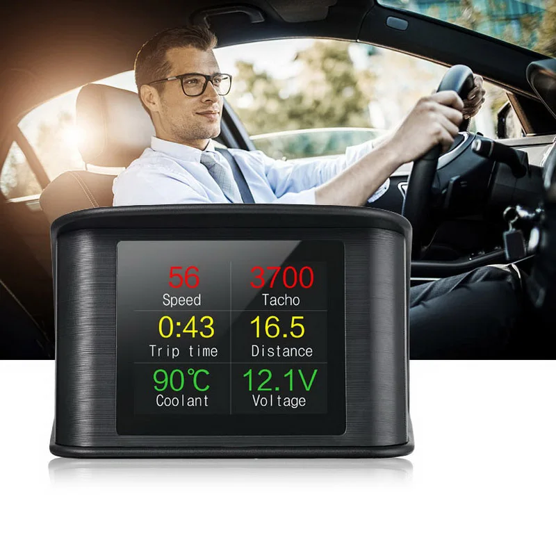 CARCHET 2 дюймов P10 HUD Дисплей дисплей OBD компьютер спидометр цифровой
