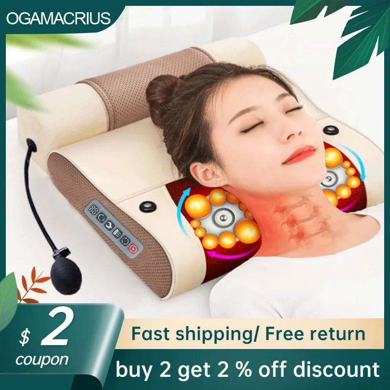 OGAMACRIUS 2 In1Massage подушка тепловой вибратор шиацу устройство Шейное здоровое Расслабление тела массажер для спины шеи - изображение