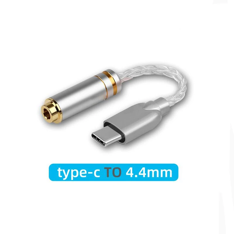 Hifi Type C Mini Jack 4 4 Headphone Adapter Pure Silver Headphone Cable o Connectors 4 4mm Female USB C Converter