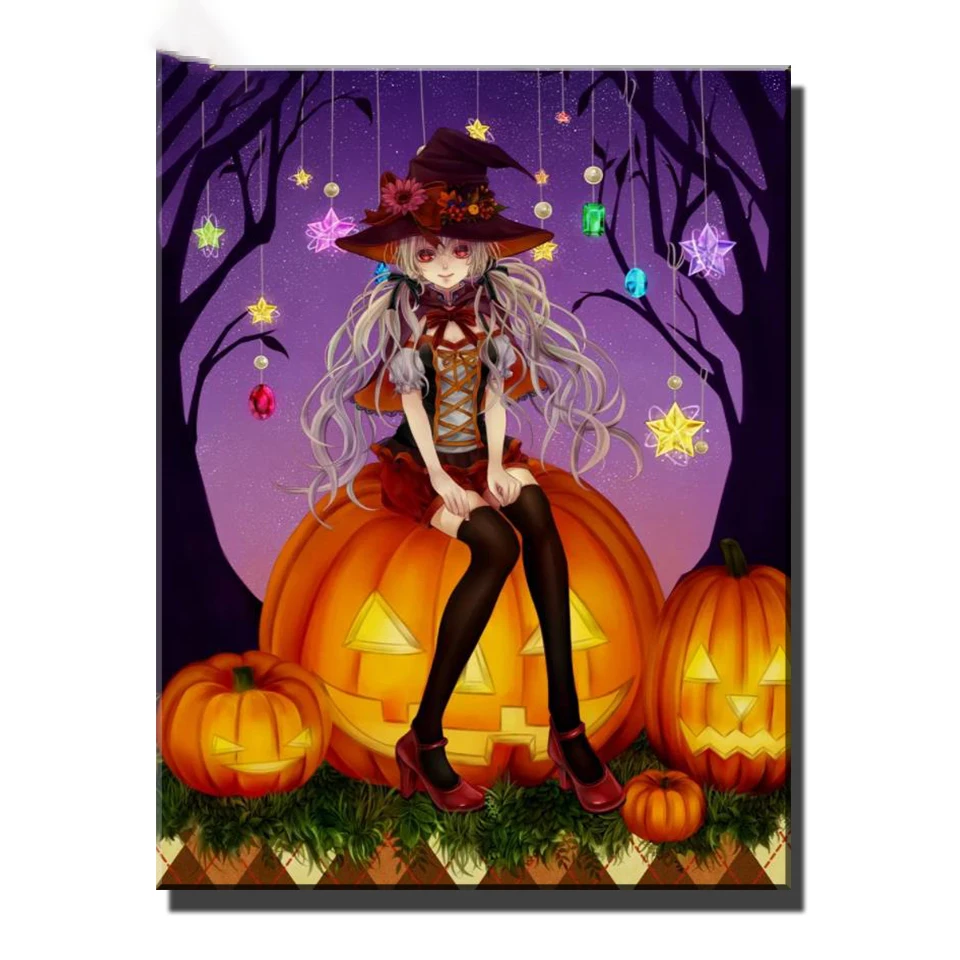 

5D Diy Diamond Painting Cross Stitch Halloween Gift Full Square Round Diamond Embroidery Home Mosaic Needlework Rhinestones Gift