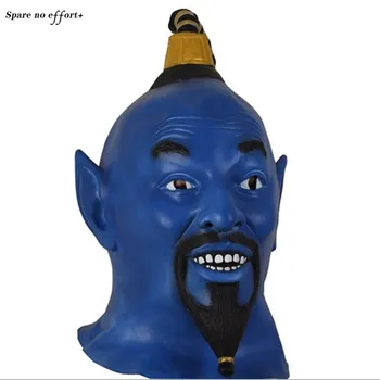 

Dark Purple Halloween Mask Magic lamp Stage Drama Performance Funny Halloween Gift long Braid Mustache Halloween Artwork