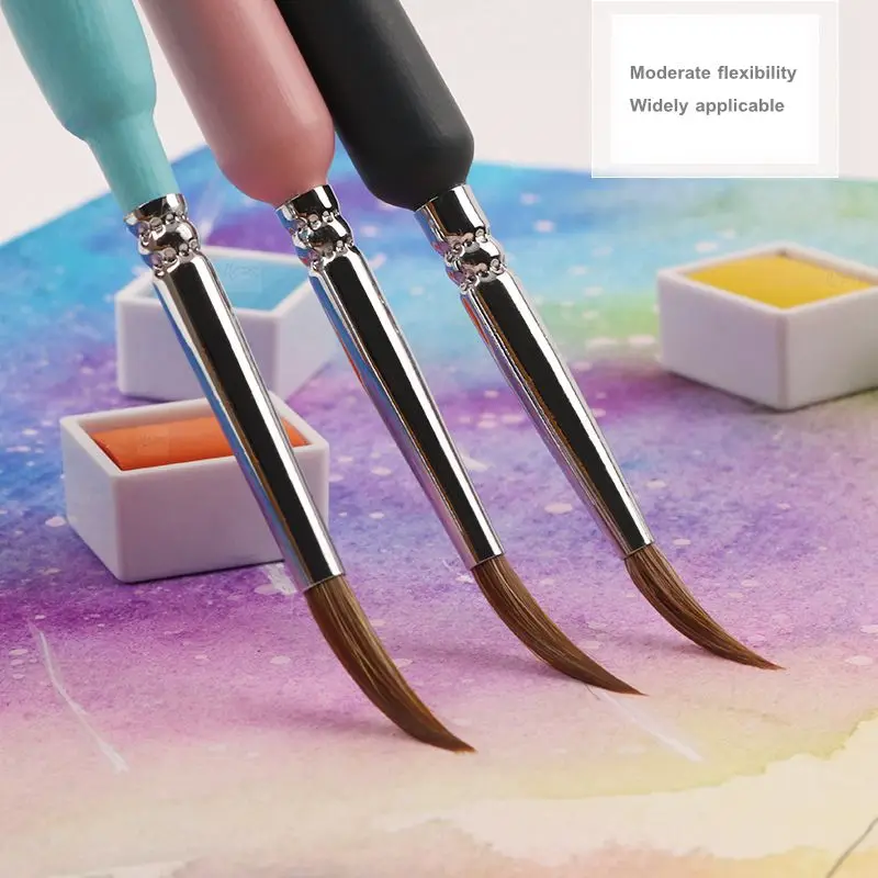 Pink Hook Line Pen with Soft Hair Bristles for Watercolor and Oil Painting – Extra Fine Weasel Hair Brush for Hand-Painted Artworks in Gouache and Acrylic