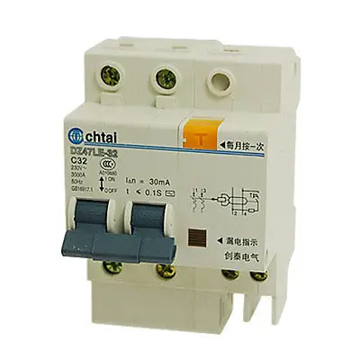 

AC 230V 32A Double Pole Mini ELCB Earth Leakage Circuit Breaker