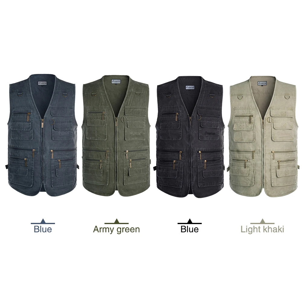 

Outdoor Fishing Vests Waistcoat Sleeveless Zipper Fishing Jacket Multi-pockets Hunting Photography Hiking Climbing Vest For Men
