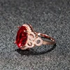 Bague Ringen Classic Rings For Women With Oval Shape Red Gemstones Rose Gold Color Charm Lady Fashion Jewelry Gift 3