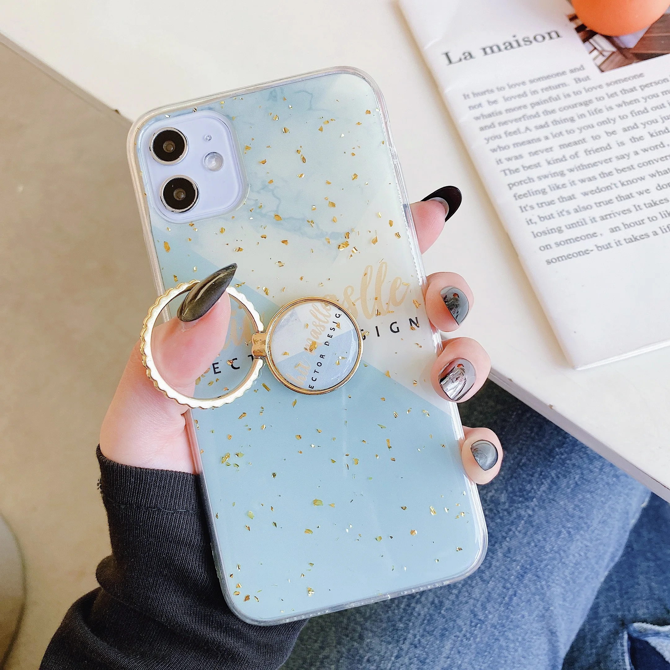 Abmos Золотой фольга клей чехол для телефона iPhone 11 Pro Max такой же кронштейн X XS MAX XR 6 6S 7