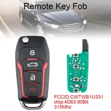 315 МГц 4 кнопки обновленная замена флип Автомобильный Дистанционный ключ с 4D63 80Bit чип подходит для Ford Mustang Edge Explorer F-150/250