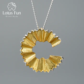 Lotus Fun Real 925 Sterling Silver Handmade Fine Jewelry Creative Pencil Shavings Design Pendant without Necklace for Women Gift