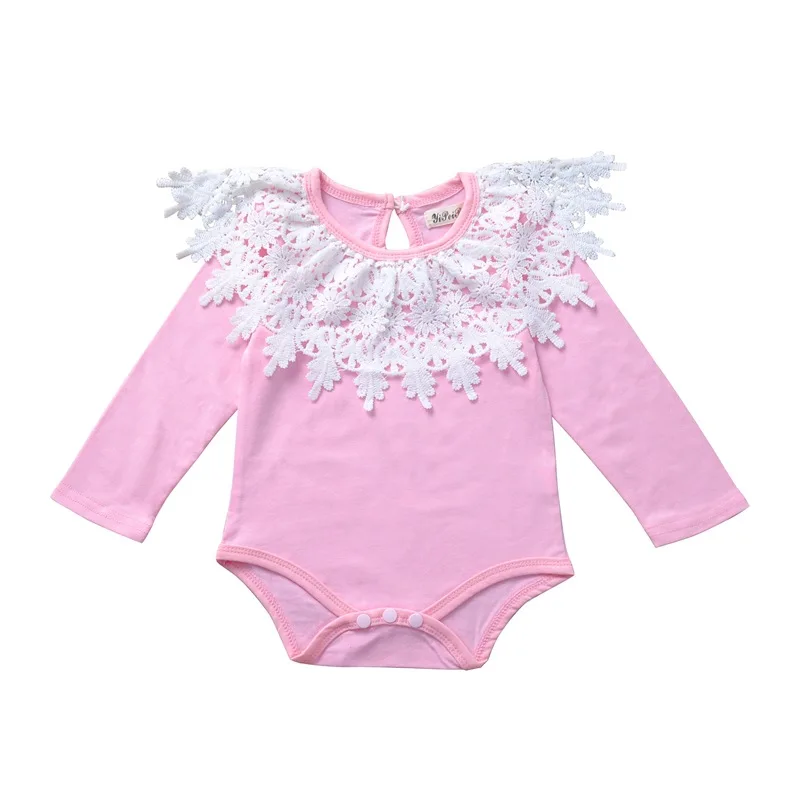 

Baby Girl Clothes 2019 Autumn New Girls Embroidered Triangle Romper Infant Cotton Solid Color Long-Sleeve Jumpsuit For 0-2Y