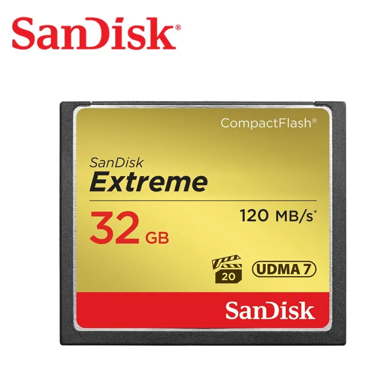 Карта памяти SanDisk extreme PRO, 32 ГБ, 64 ГБ, 128 ГБ, 120 м/с, карта CF, высокоскоростная Компактная флеш-карта для DSLR и HD видеокамеры, скидка