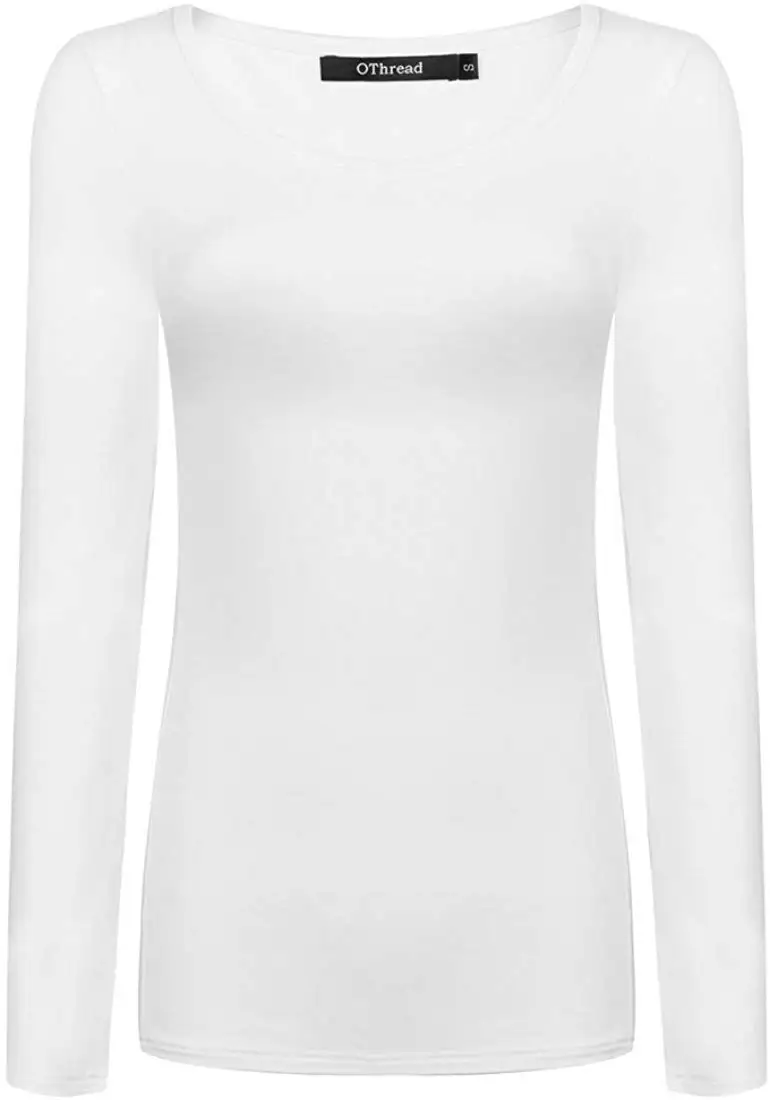 

BM2065 women Long Sleeve T-Shirt Scoop Neck Basic Layer Spandex Shirts