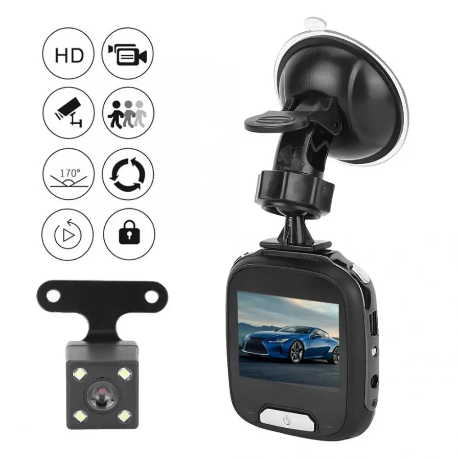 DVR камера 2.0in 1296P Автомобильный видеорегистратор с двумя объективами 170 градусов широкоугольный ips видеорегистратор ночного видения видеорегистратор автомобильные аксессуары