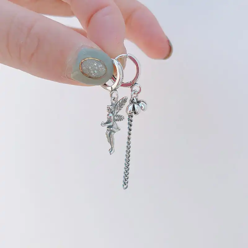 Асимметричные эльф Ангел Серьги с кисточками 100% Серебро 925 пробы ювелирные изделия металлический цветок длинные серьги с кисточками антикварные ушные капли для женщин