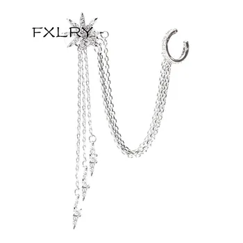

FXLRY Hot Selling New Design Personality White Color Cubic Zircon Sexy Long Female Fringe Earrings For Women Jewelry