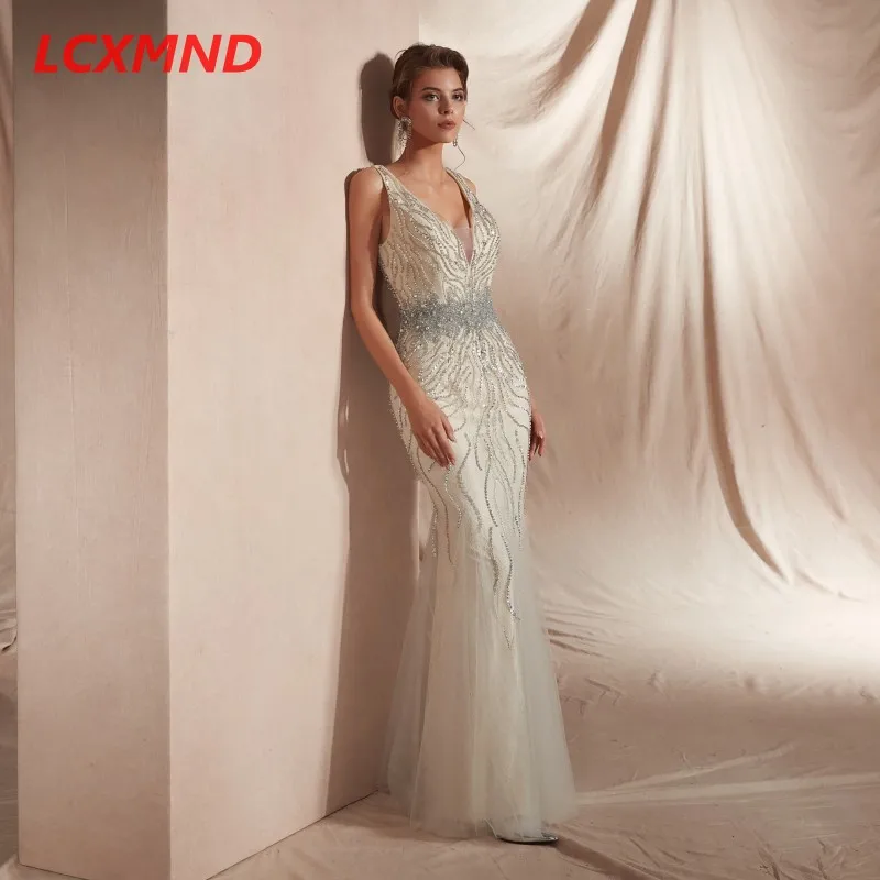 Бордовое вечернее платье Русалочки с v-образным вырезом, длинное, Vestido de Festa, с открытой спиной, украшенное бисером, вечернее платье для выпускного бала, платья