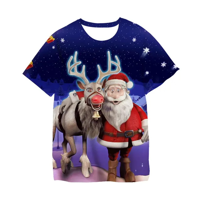 2020 Christmas Children Tshirt Kids Boys Girls T Shirts Santa Claus 3D T Shirt Boys Christmas Party Happy Children Tops TX-040436