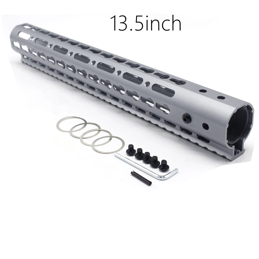 13,5 дюйма Длина Сверхлегкий KeyMod поплавковая система крепления Handguard рейка с бочковой гайкой черный/красный/коричневый/серый - Цвет: Grey with Steel nut
