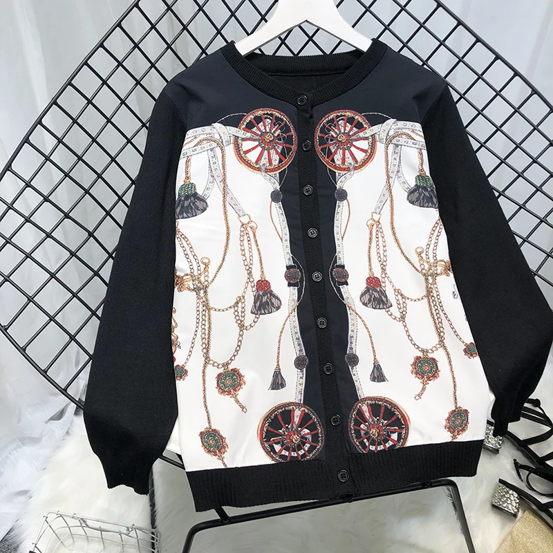 

2019 European Women Lipstick Cardigans Lady Long Sleeve Print Knitted Cardigans Lady Lipstick Open Sweaters Knitted Coats Tops