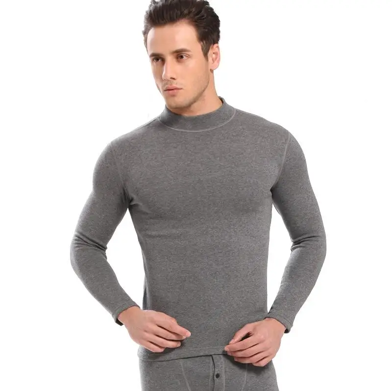 men light grey Новое термобелье мужские s кальсоны мужские Осень Зима Топы+ наборы нижнего белья теплые толстые плюс бархат Размер Grey серый - Цвет: men light grey