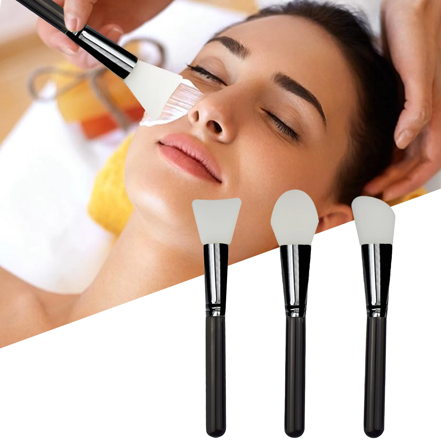 

3pcs Hairless Silicone Facial Mud Mask Brush Makeup Cosmetic Beauty Tools for DIY Facial Eye Body Mask Face Mask Mud Applicator