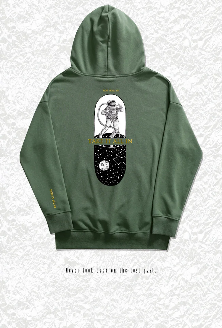Пальто с капюшоном в стиле хип-хоп, популярная скейтборд улица hoodiescustom астронавт мультфильм печати длинный рукав ворс and fabric leisure Толстовка