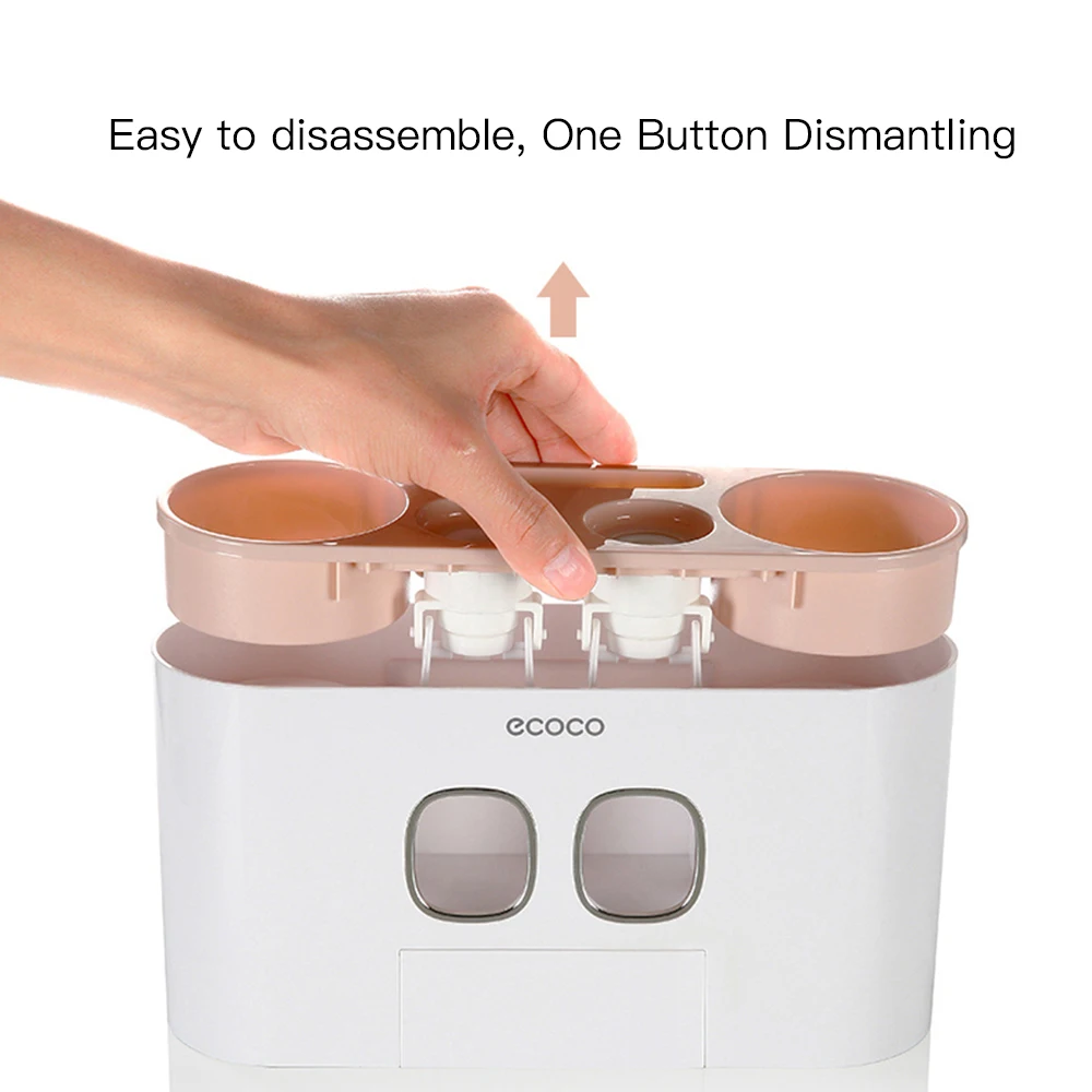 

New Multifunctional Automatic Toothpaste Dispenser Toothbrush Holder Set Bathroom Storage Rack with 4 Cups Bathroom Accessories